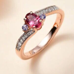 Ofiki Rubellite and Multi Gemstone Ring 0.65ctw